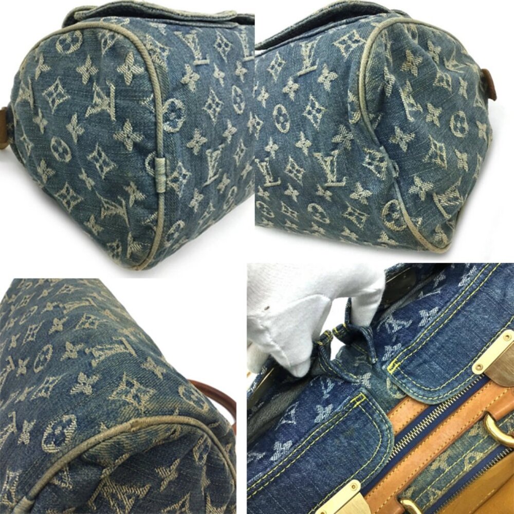 Authentic LOUIS VUITTON Monogram Denim Neo Speedy 30 Blue Handbag Shoulder Bag - Picture 16 of 16